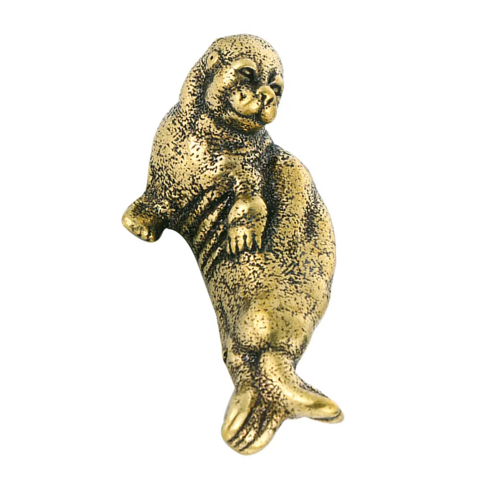 

Brass Seal Figurine Animal Statue Desktop Decor Mini Shaped nament Smooth Surface Comfortable Touch Delicate Practical Home