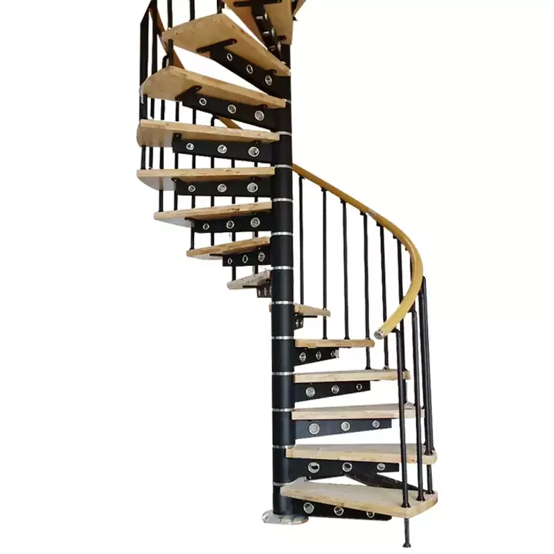 Round wrought iron custom indoor column spiral staircase small apartment loft duplex loft spiral staircase household handrail