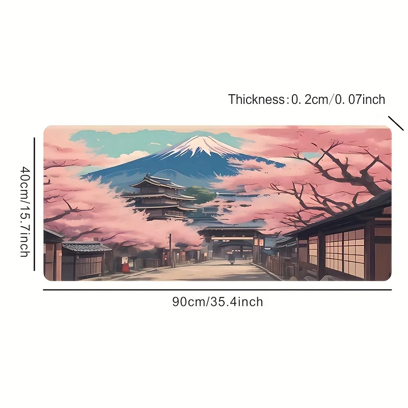 Mount Fuji Large Mouse Pad, Natural Rubber, Durable Stitched Edges, Anti-Slip Desk Mat, Learning Accessories