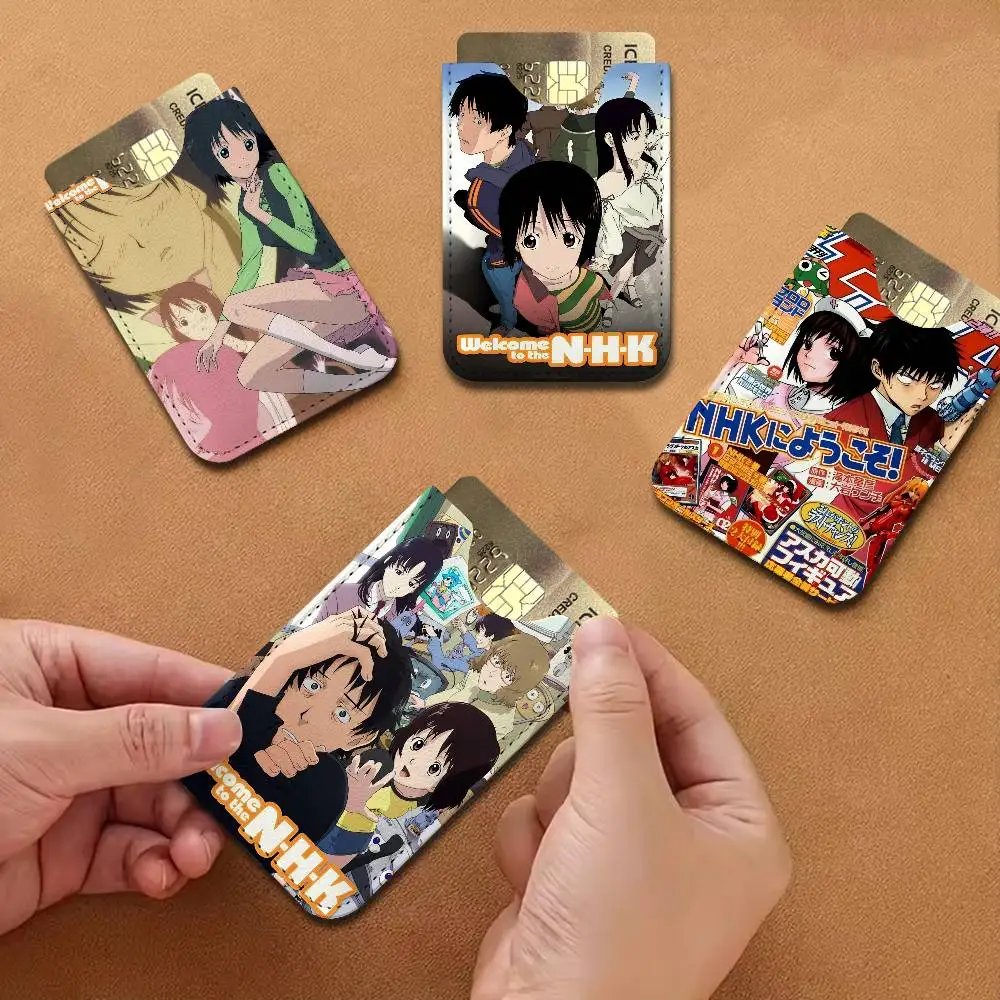 Anime Welcome to the NHK! Pu Leather Credit Card Holder Business Cardholder Anti Theft Id Organizer for Outdoor Carrying