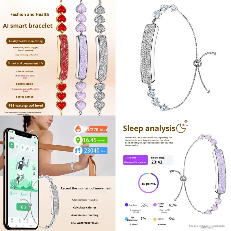 Cross-border New Smart Bracelet IP68 Heart Rate Sleep Monitoring Sports Health Pedometer Fashion All-match