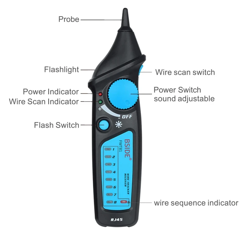 FWT81 Cable lan tester Network Ethernet Cable Tester Repair RJ11 RJ45 Cat5 Cat6 Telephone Wire Tracker Tracer  Networking Tool