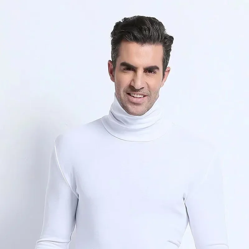 Neue Männer Mode T-shirt Tees Schlank Tops Männlich Stretch T-shirt Rollkragen Langarm T-shirts Hohe Kragen männer t-shirts