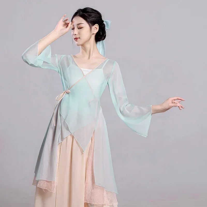 Chinese Stijl Hanfu Klassieke Danskostuums Vrouwelijke Elegante Nationale Yangko Dansvoorstelling Traditionele Fan Danskleding