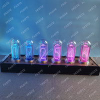 LED Glow Nixie Tube Clock Metal Wood Table Clock Silent Vintage RGB Digital Watch Alarm  Electronic Desktop Clocks Gift Ideas