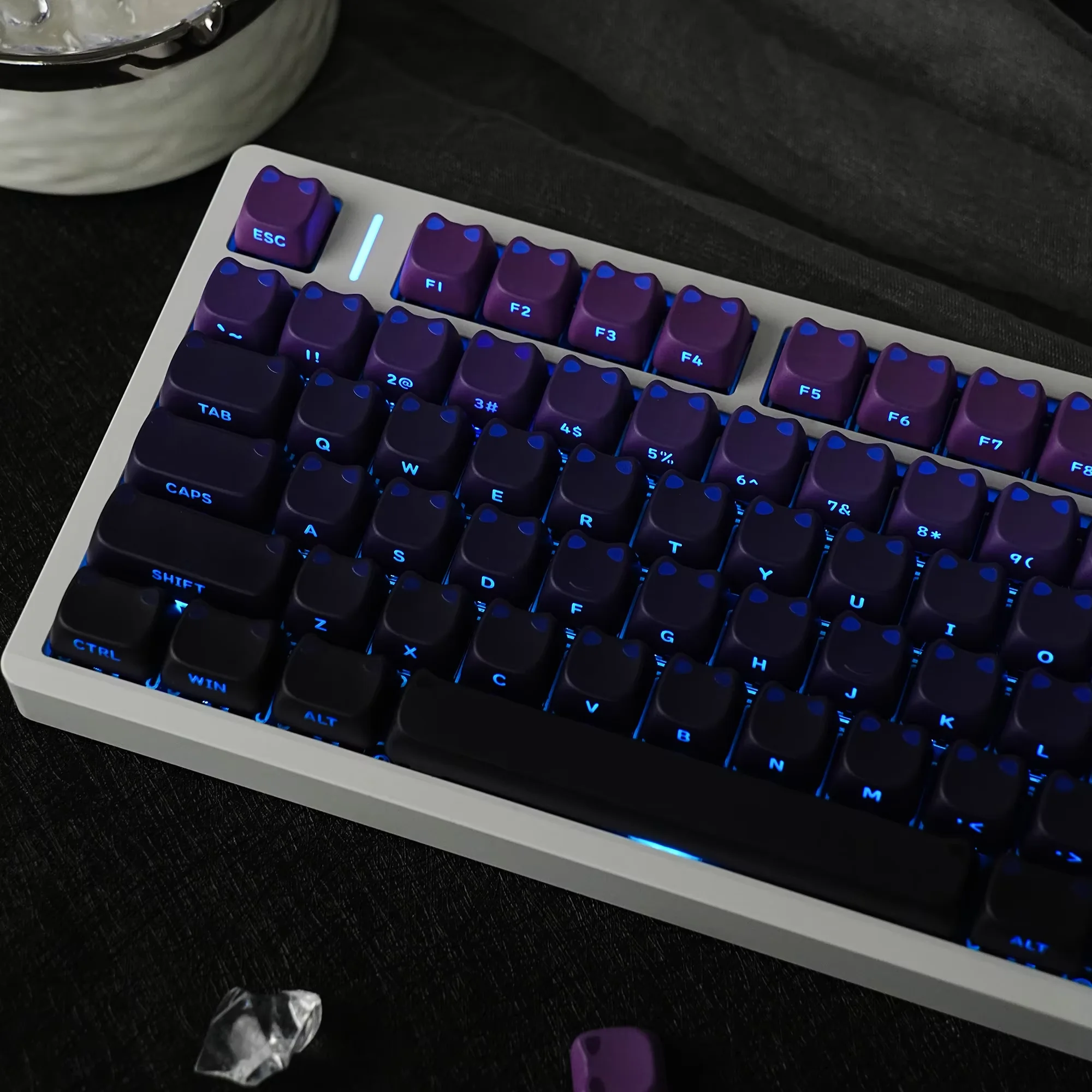 Black Purple Gradient Side Backlight Keycaps 113 Keys PBT Material MAO Profile DYE-SUB Keycaps For MX Switch Mechanical Keyboard