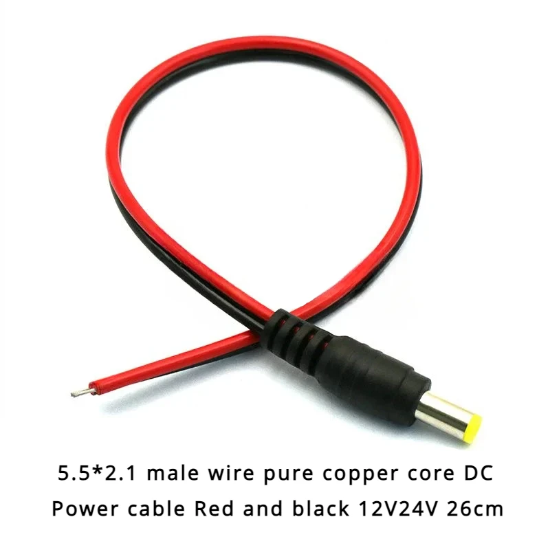 5pcs 10pcs  5.5x2.1 mm Male Female Plug 12V DC Power Pigtail Cable Jack for CCTV Camera Connector Tail Extension 24V DC Wire