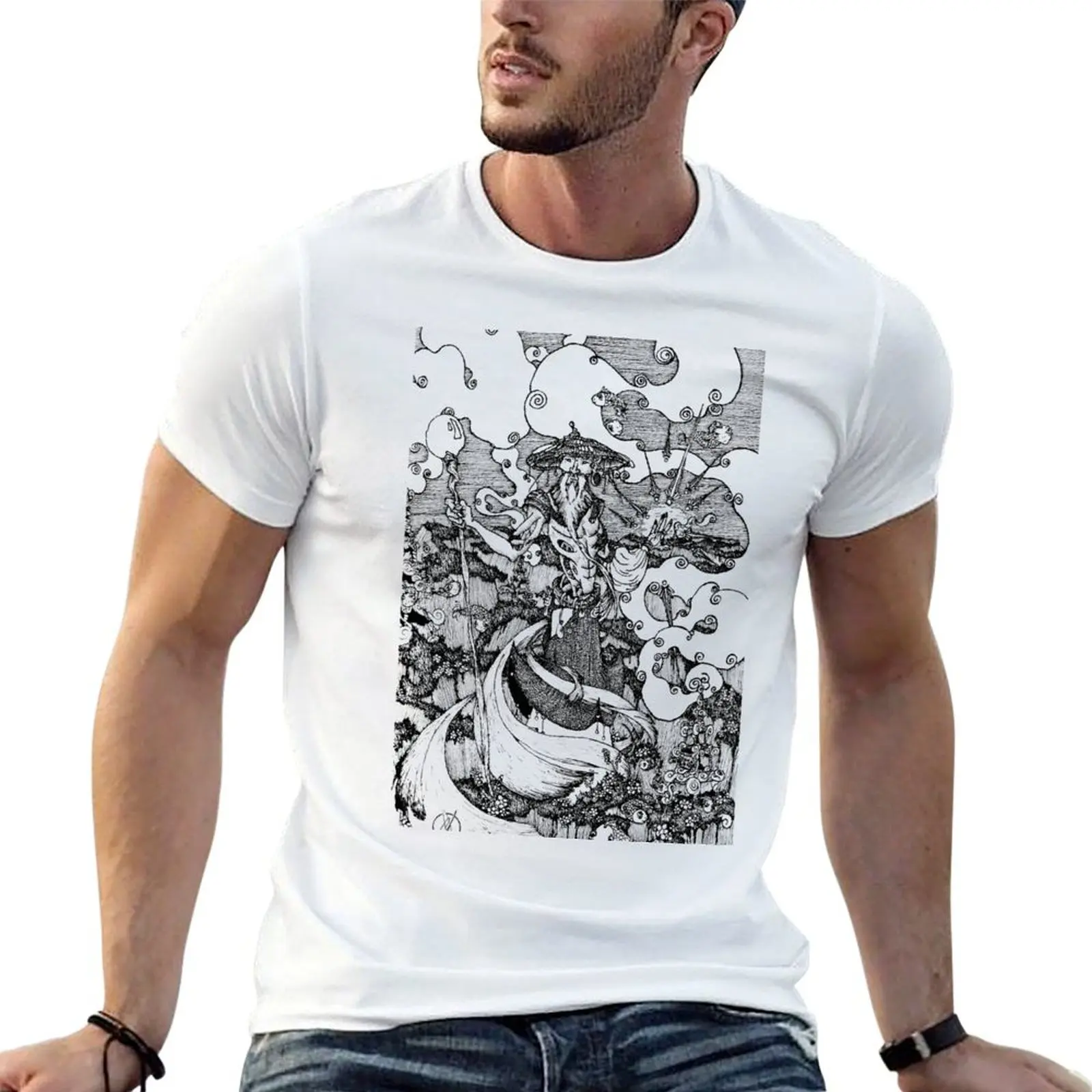 Monk Wizard T-Shirt Big Size Simple T-Shirt