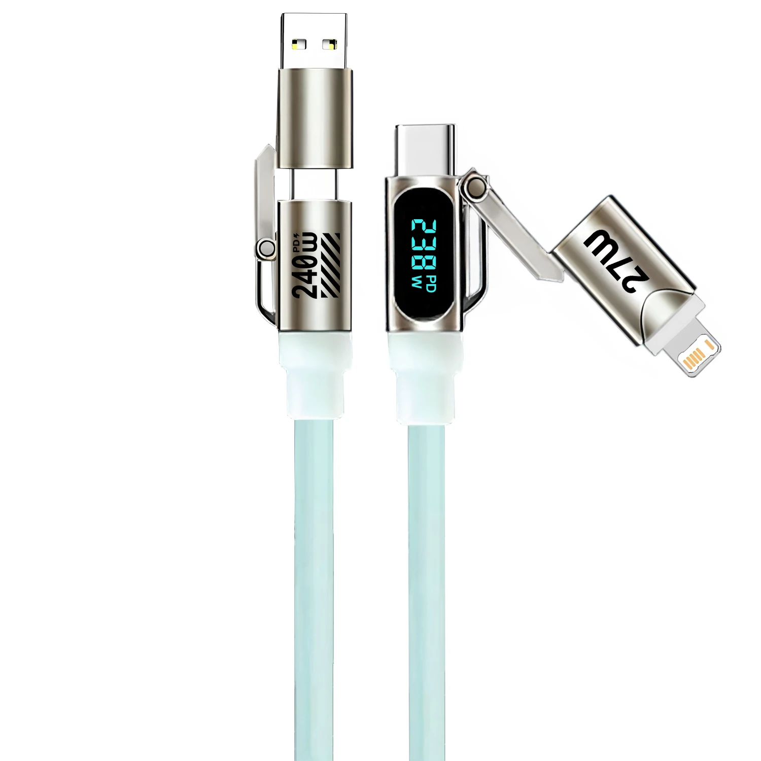 240W Super Fast Charging 4-in-1 Charging Cable,2 Tow 2 Multi-Interface Data Cable,USB Universal PD For iPhone Samsung Xiaomi