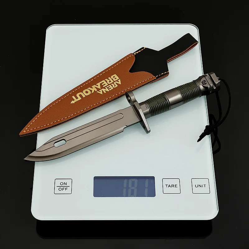 20cm/7.87in Arena Breakout Game Peripheral Figurine M9 Small Knife Leather Cover Version Metal Crafts Ornament Toy for Boy Gift