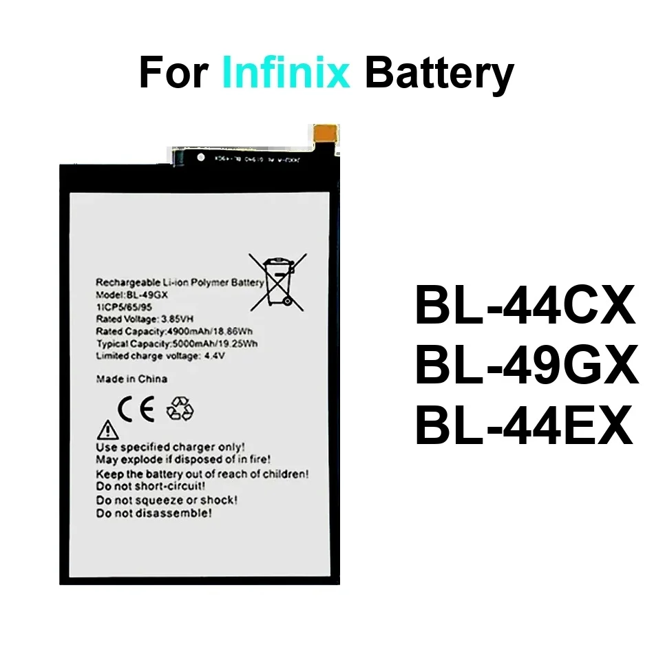 

Долговечный аккумулятор для мобильного телефона BL-49GX BL-44CX BL-44EX 4500-5000 мАч для Infinix X687 X690 7 8 Zero 8I X6810 X6811 Pro