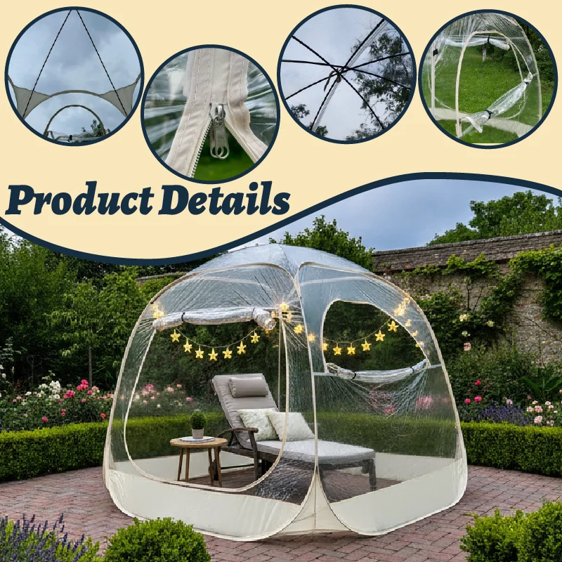 Quick-Set Bubble Tent Camping Pod Windproof Cold-Resistant PVC Outdoor Shelter String Lights Included for Nighttime Ambiance