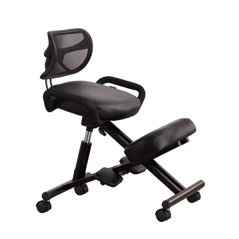 Ergonomic Kneeling Chair with Backrest, Handle & Caster – Mesh Fabric Cushioned Seat, Ideal for Office Computer Use, Supports He