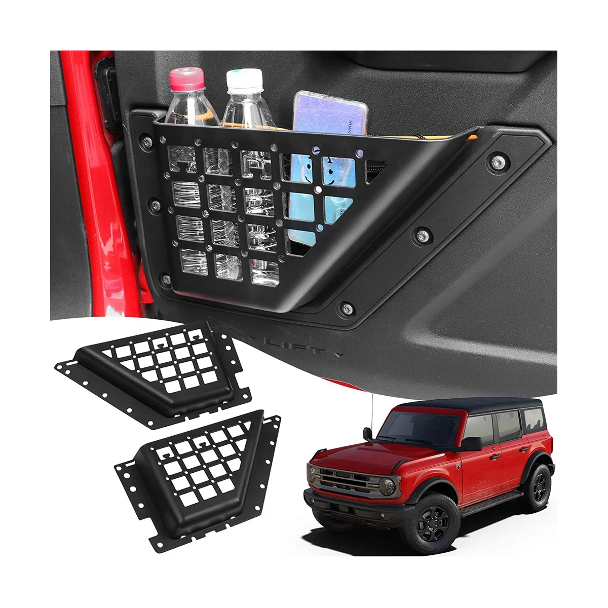 

Front Door Storage Box for Ford Bronco 2021 2022 2023 Accessories Door Side Organizer Storage 2Pcs