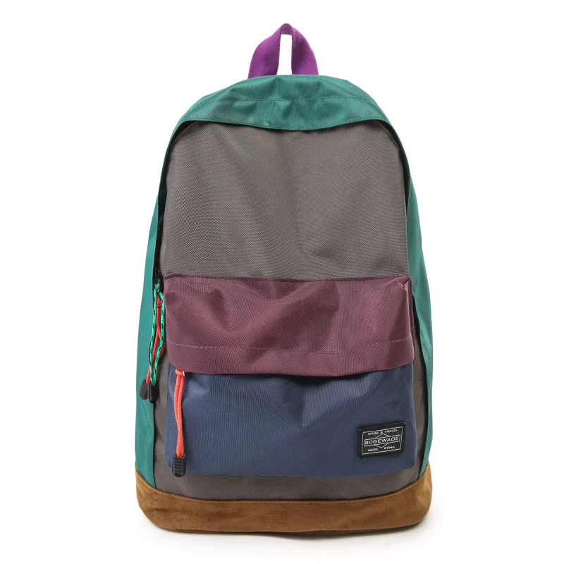 Unisex vintage color-blocked water-resistant lightweight versatile large-capacity travel backpack for college students
