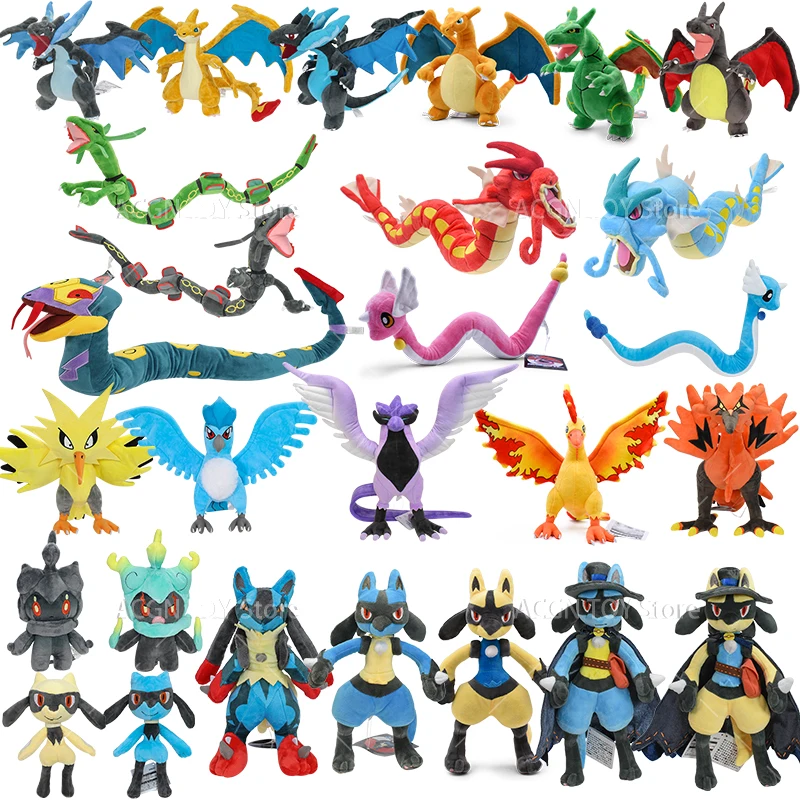 34 Styles Pokemon Plush Charizard Rayquaza Gyarados Dragonair Marshadow Seviper Lucario Cinderace Galarian Ponyta Stuffed Toys