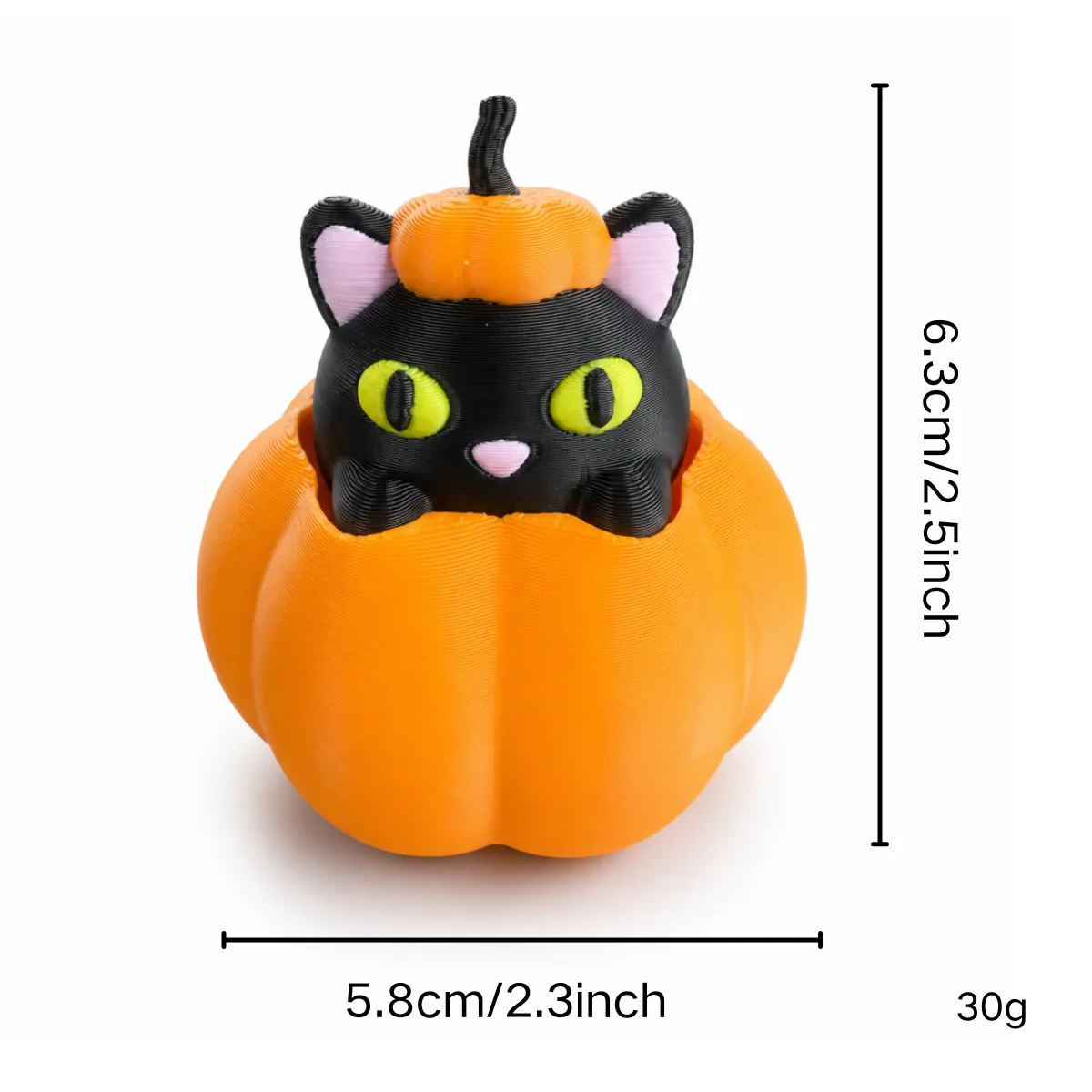 1Pc Lovely Halloween Pumpkin Black Cat Clicker Keychain,Durable Eco PLA 3D Print Decor Portable Stress Squeeze Toy Bag Pendant - view 6