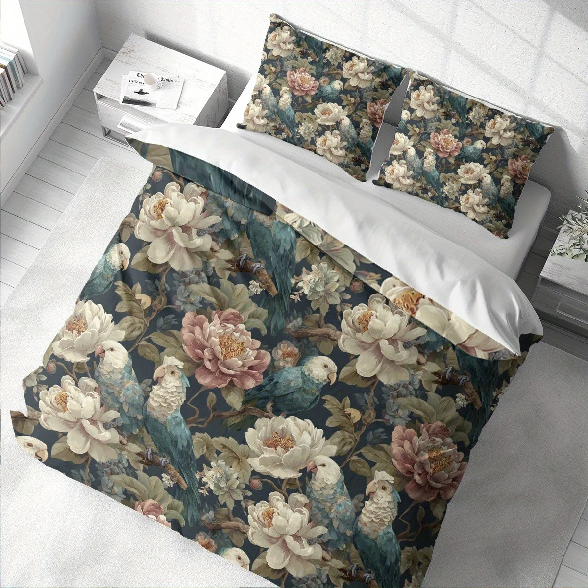 3D Printed Duvet Cover Set Vintage Floral Design Soft Bedding Set Queen Size With A Zipper Closure For Kids Adult Home Decor