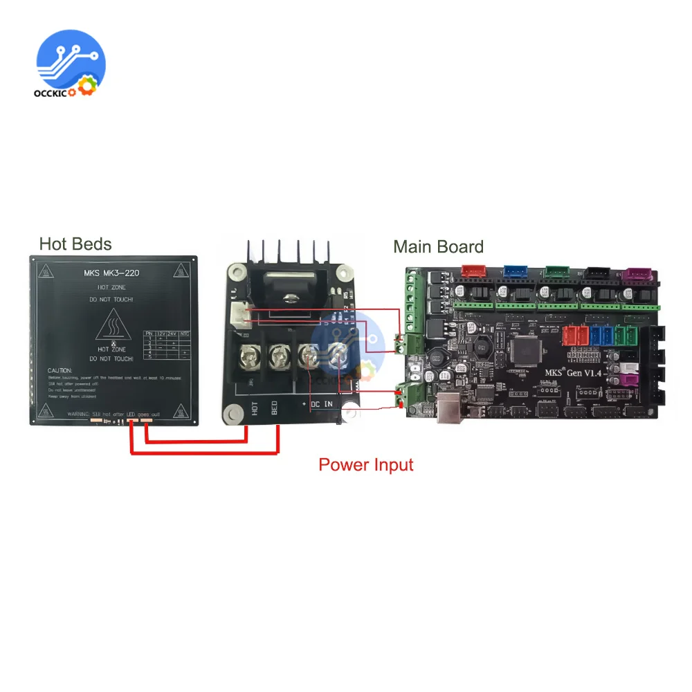 25A 3D Máy In Nóng Giường Công Suất Cao Mở Rộng Ban Làm Nóng Bộ Điều Khiển MOSFET Cao Hiện Tải Mô Đun DC12V-24V Cho 3D máy In
