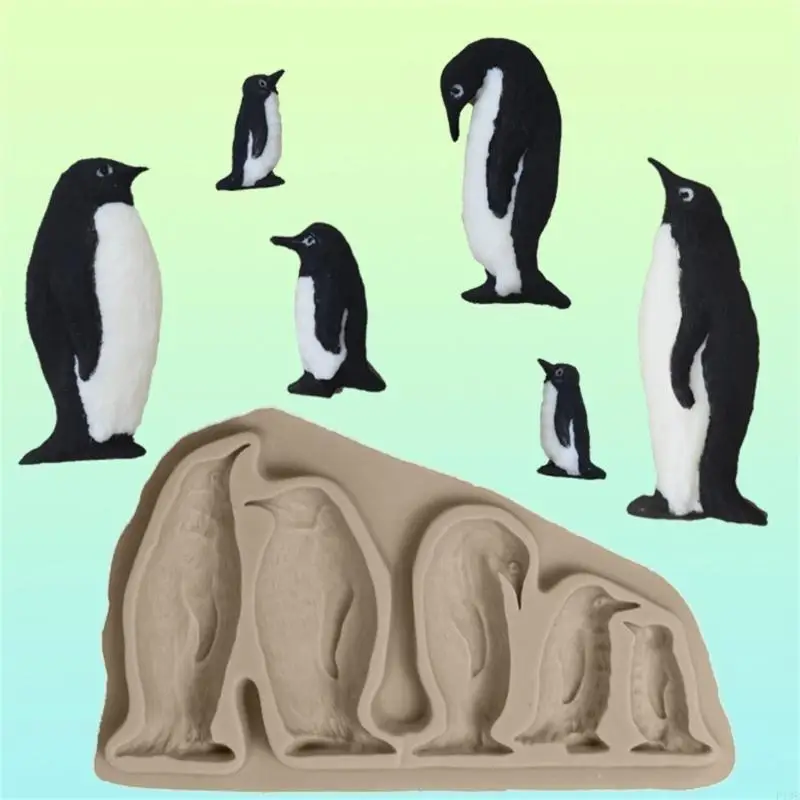 F19B Penguins Family Silicone Mold Chocolate Mold for Diy Dessert Ice Block Mold