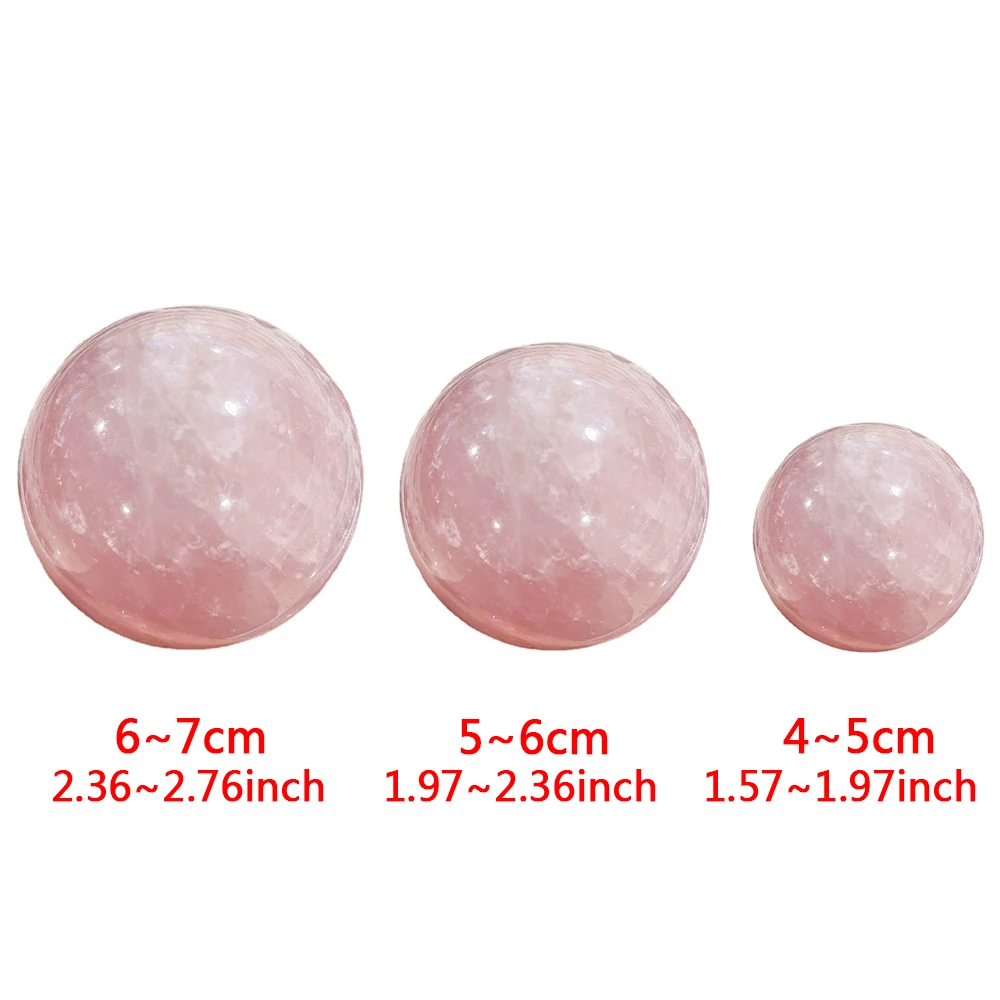 Natural Rose Quartz Crystal Ball Polishing Massage Ball Reiki Living Room Decoration Pink Crystal Souvenir Stone Crafts 4-7cm