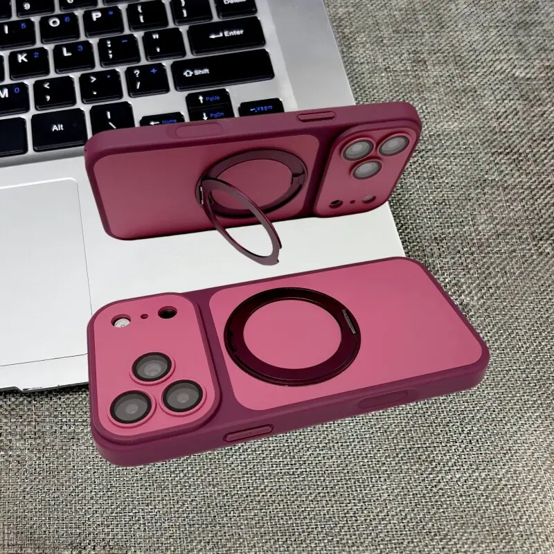 Capa de Telefone com Suporte Rotativo 360° para MagSafe, para iPhone 18 17 16 15 14 13 12 11 Pro Max Plus Air 16E, Capas Protetoras de Lente de Câmera à Prova de Choque