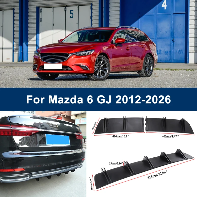 

2-Segment Shark Fin Rear Diffuser For Mazda 6 GJ 2012-2026 2014 2019 2023 Rear Bumper Lip Splitter Chassis Spoiler Tuning Parts