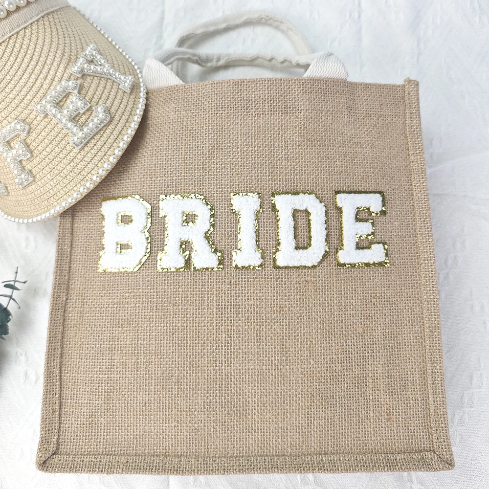 Braut-Strand-Jutebeutel, Jute-Tragetaschen mit Griff, Braut-Gastgeschenke, Partyzubehör, Aufbewahrungsbeutel, Dekoration – Detail 5