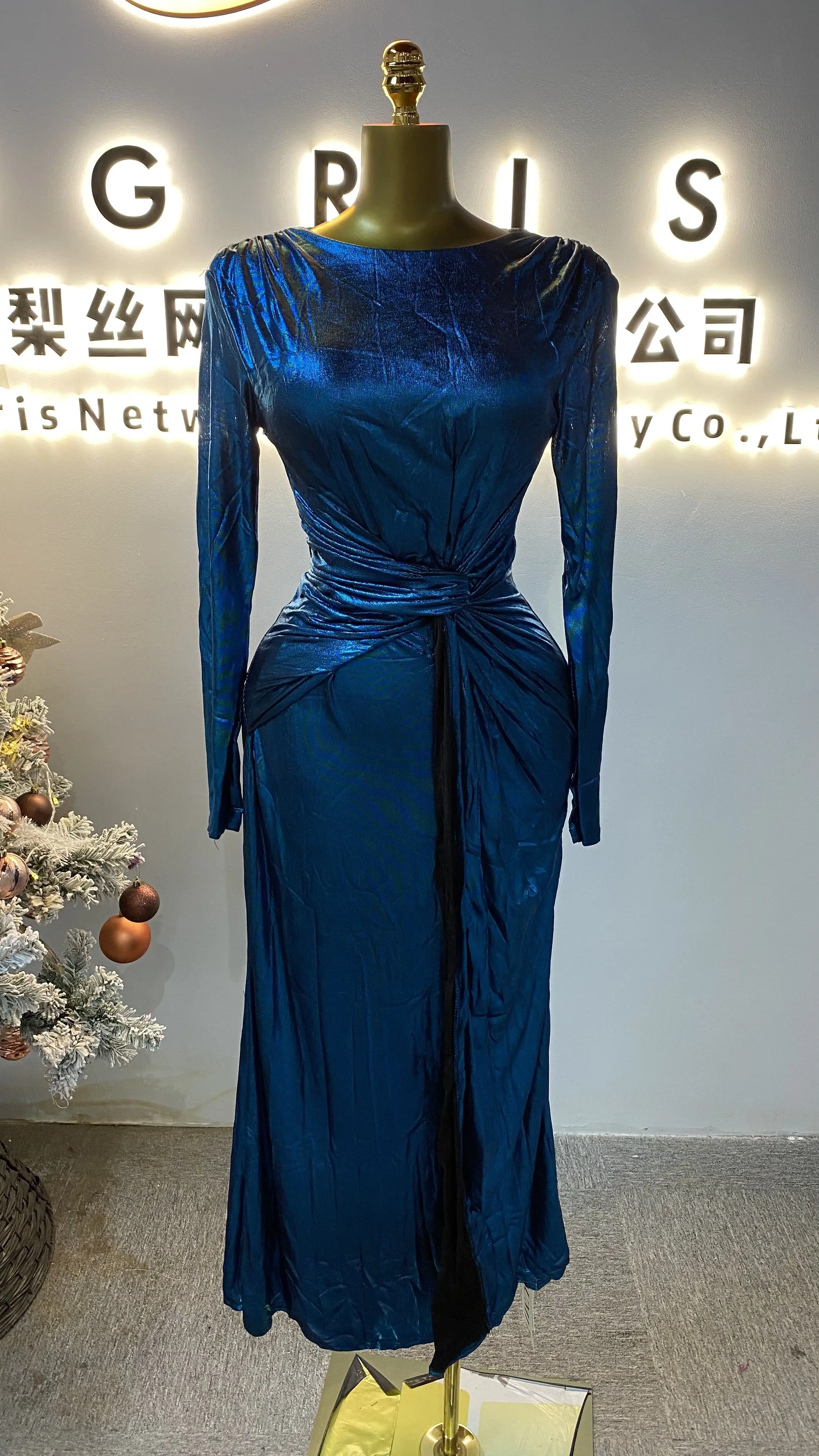 وصول جديد: فستان سهرة أنيق بكشكشة مطرزة وأكمام منتفخة وقماش شاش - فستان حفلات نسائي إسلامي-GZXX093 #1