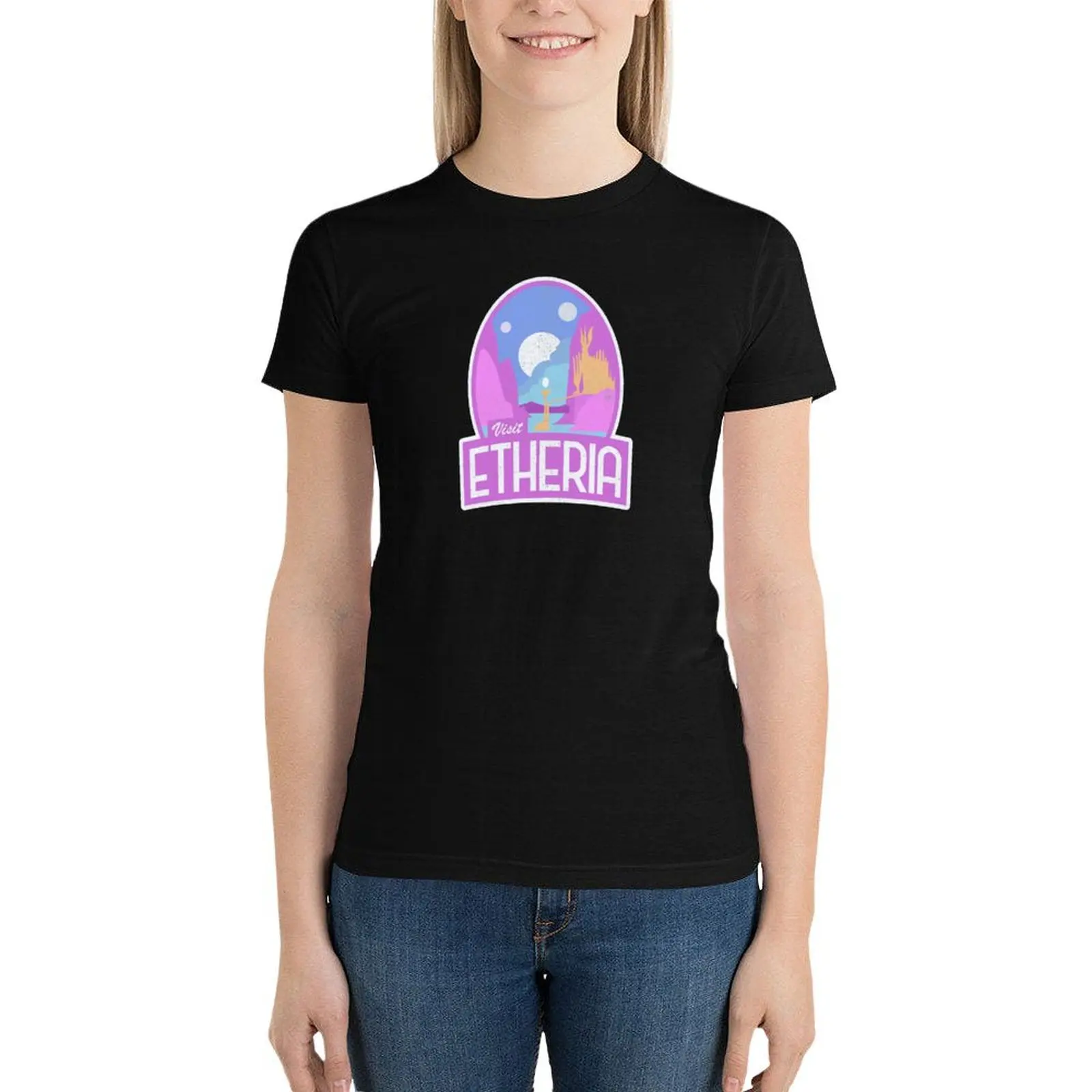 Visit Etheria She-Ra Logo T-Shirt Short sleeve tee female Aesthetic clothing t-shirts for Women graphic tees