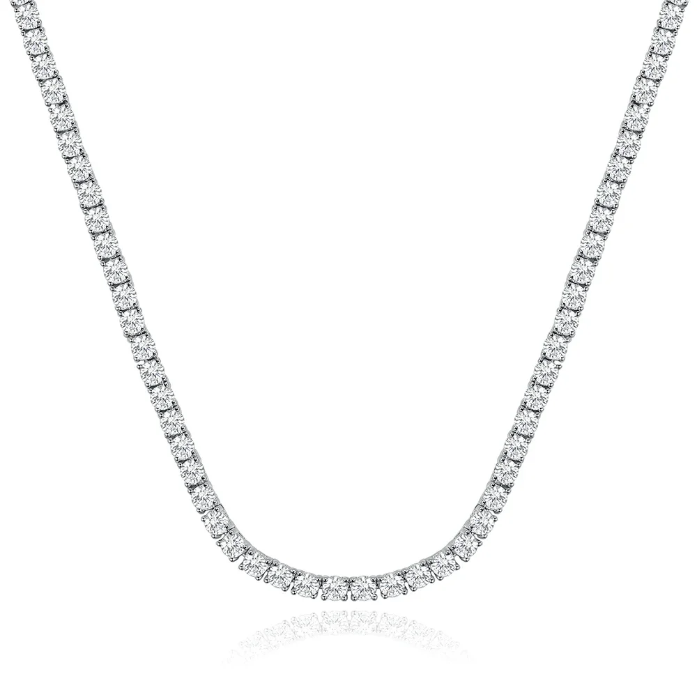 

TKJ Tennis Chain Necklace Real 925 Sterling Silver Sparkling 5A Zirconia Chain Trend Necklace Bracelet Anniversary Women Jewelry