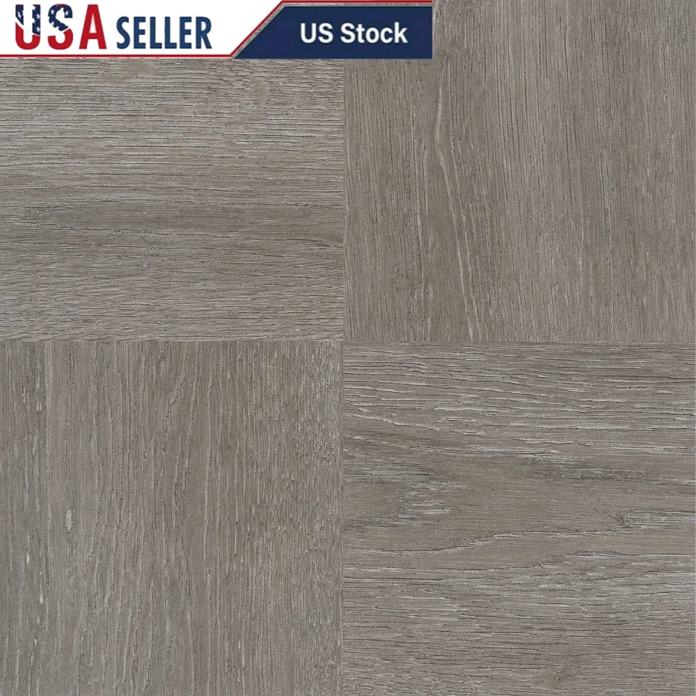 Piastrelle per pavimenti in vinile stacca e incolla 12x12 1,2 mm Installazione semplice Legno grigio carbone 20 piastrelle 20 piedi quadrati Decorazioni per la casa fai da te