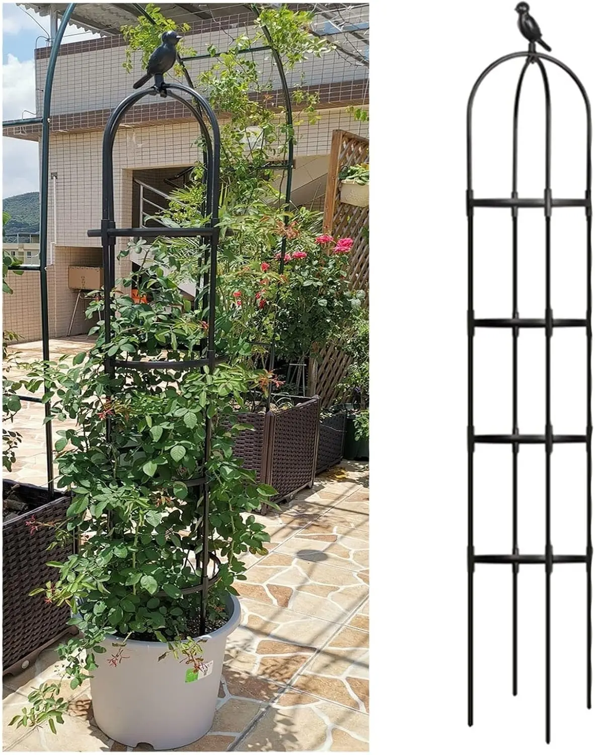 Bird Tower Obelisk Trellis For Climbing Vegetables Flowers Vines Roses Tomatoes Pots Garden