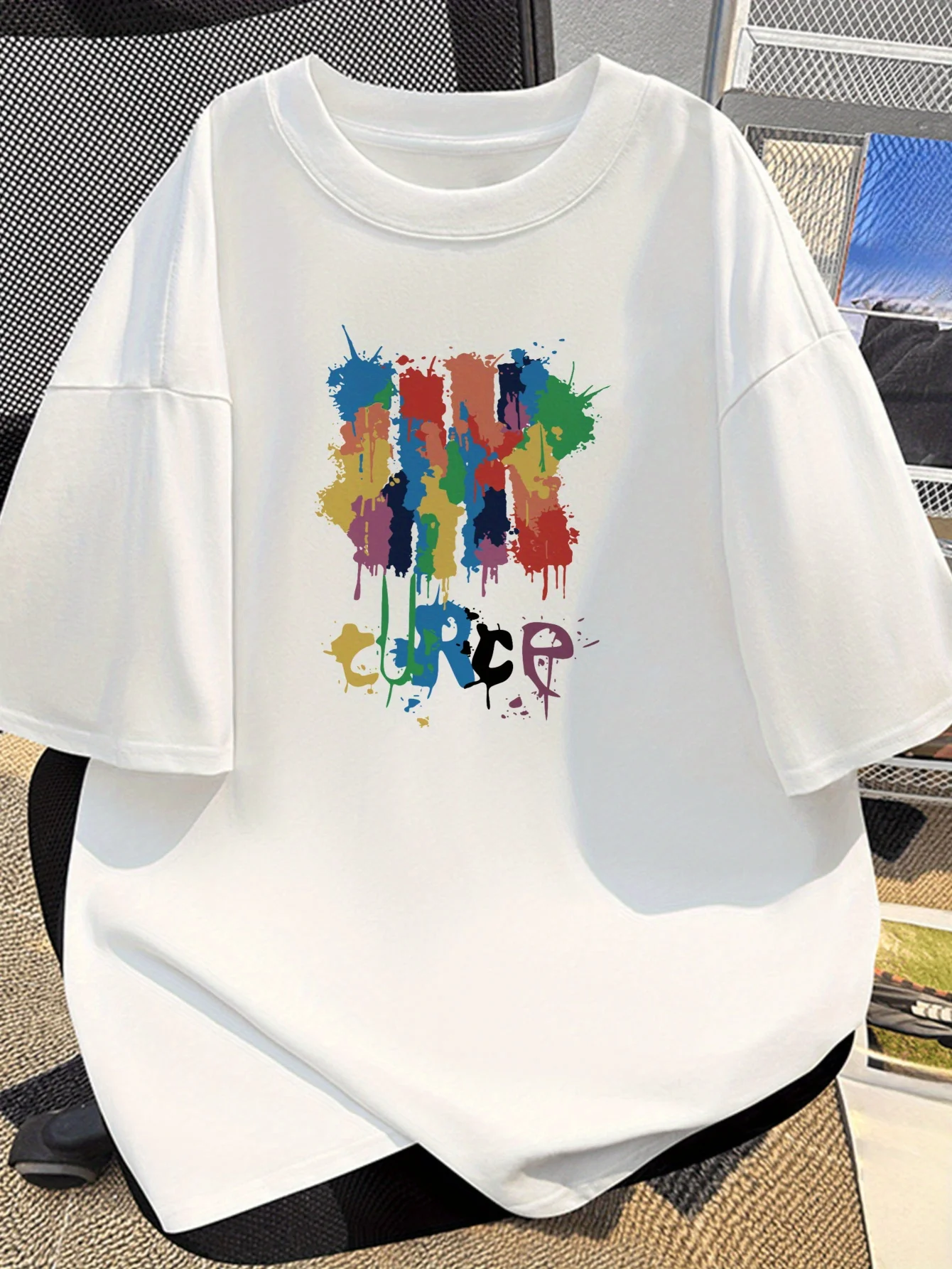 

Colorful Graffiti Graphic Printing Summer Autumn Winter Cotton Casual and Comfortable Men's and Women's T-shirts Short Sleeves