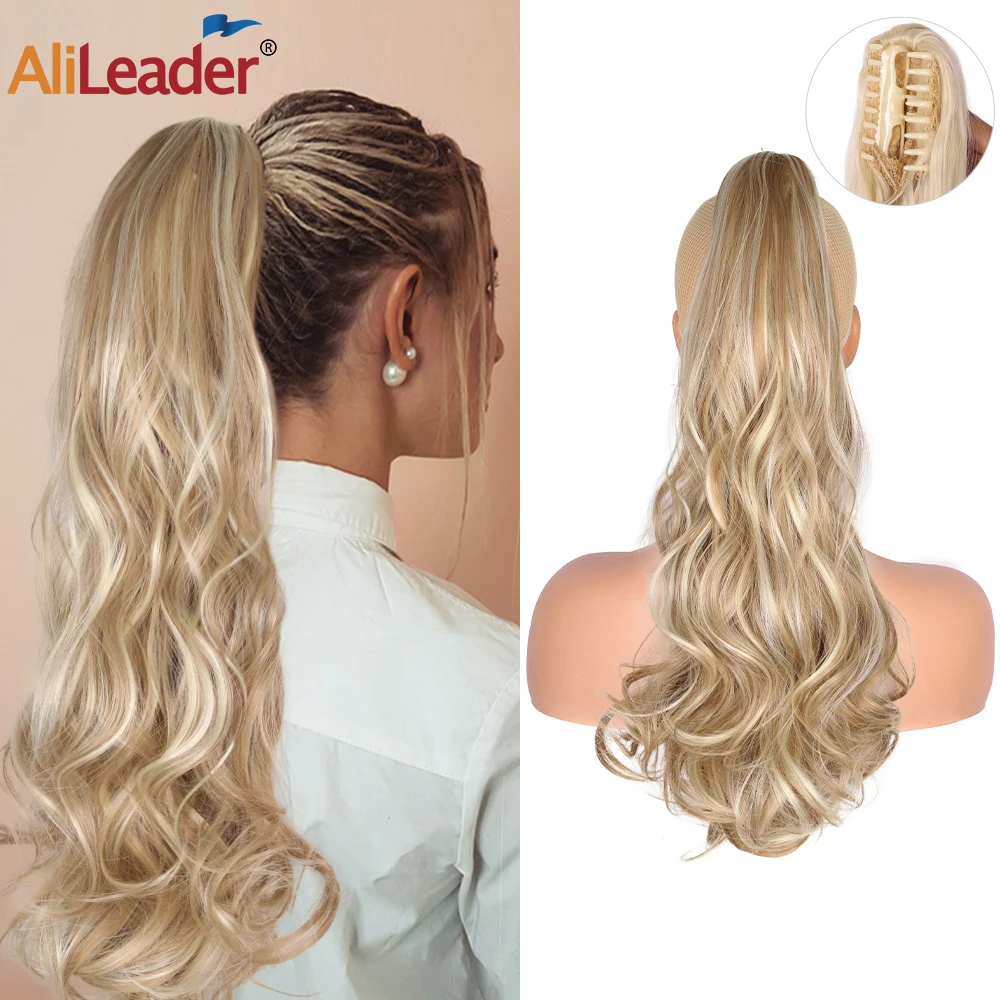 

Alileader Hair Ponytail Extension 22Inch Claw Clip In Ponytail Curly 150G Pony Tail Natural Wavy Synthetic Hairpiece For Women