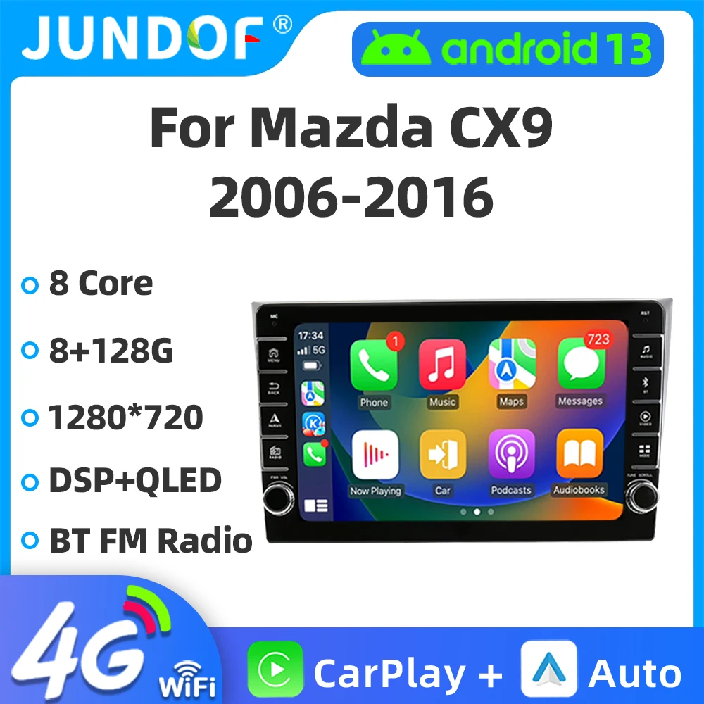 

Jundof For Mazda CX9 2006 -2016 Multimedia Car Radio Stereo Video Player Navigation GPS BT Android 13 Auto Autoradio