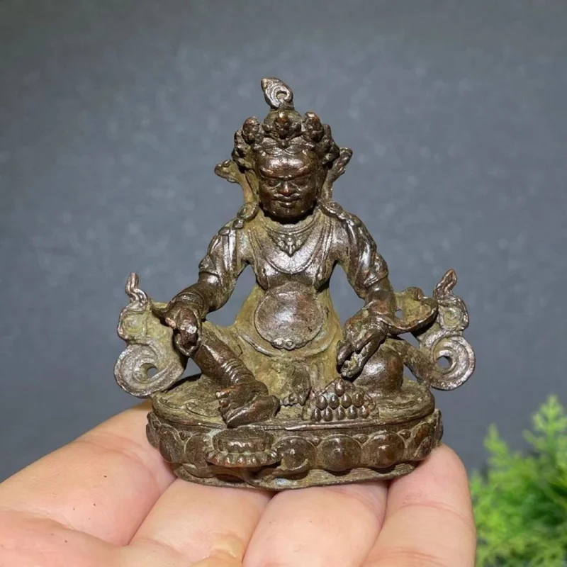 

Antique Alloy Fudo Myo-o Yellow God of Wealth Buddha Statue Ornament Craft