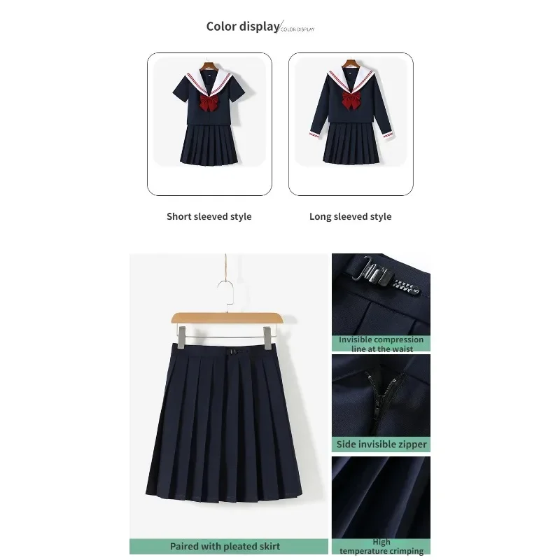 School Uniform Dress Cosplay Costume Japan Anime Girl Lady Lolita Japanese Schoolgirls Sailor Top Tie Pleated Skirt Outfit Women