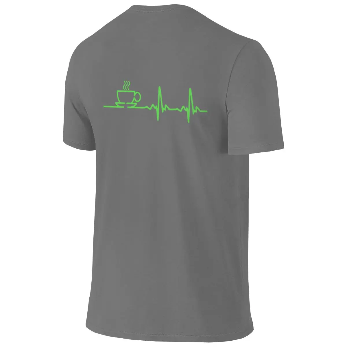 Morning Coffee Heartbeat EKG Sports Reversible T-shirtLazy Style Solid Color Cotton Tee