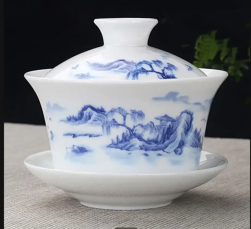 Jingdezhen Ceramic Gaiwan Teacup handmade Tea Tureen Boutique bowl Chinese Porcelain Teaware Accessories Drinkware