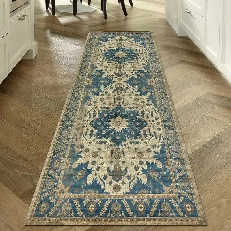 VIKAMA Bohemian Corridor Carpet Geometric Pattern Crystal Velvet Floor Mat Entrance Kitchen Staircase Long Rug Home Decoration