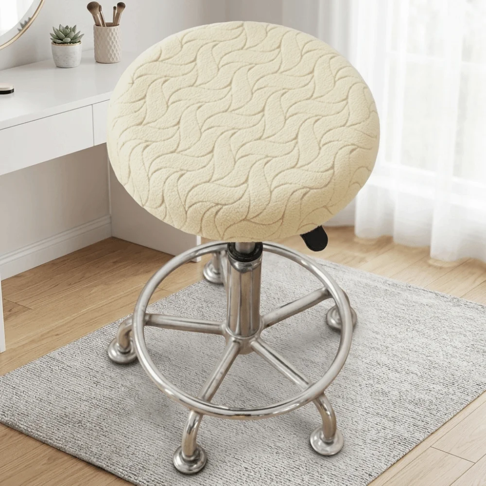 Easy Care Stretchable Bar Round Stool Cover 30-38cm Soft Seat Protector Skin-Friendly Thickened Chair Slipcover Home Use