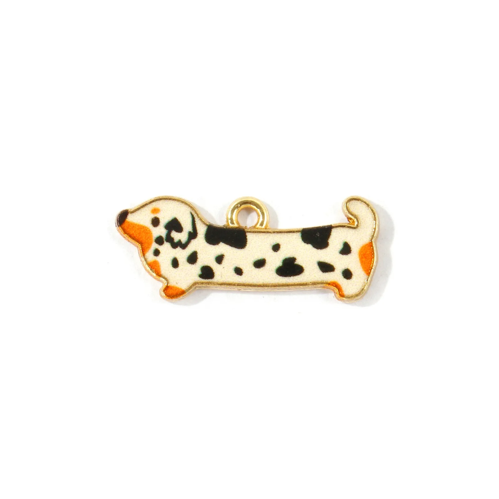 10 Stück Niedliche Cartoon-Dackel-Tieranhänger, Mehrfarbige Emaille-Anhänger mit Geflecktem Dackelmotiv für DIY-Armbänder, Halsketten und Schmuck – Detail 2