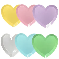 8pcs Macaron Color Disposable Love Heart Dinner Plate Wedding Birthday Tableware Happy Kid Adult Birthday Love Heart Paper Plate