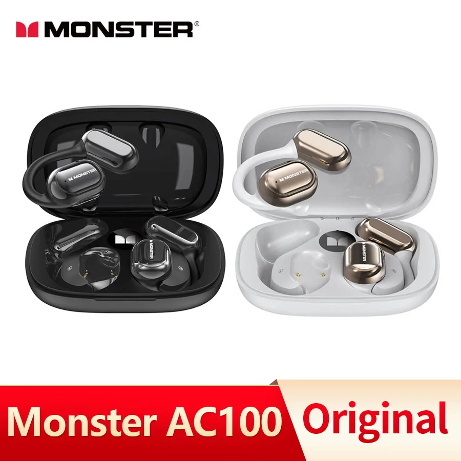 Monster Open Ear AC100 Bone Conduction Bluetooth 5,3 Беспроводные спортивные наушники Стерео музыкальные наушники Водонепроницаемые сенсорные наушники