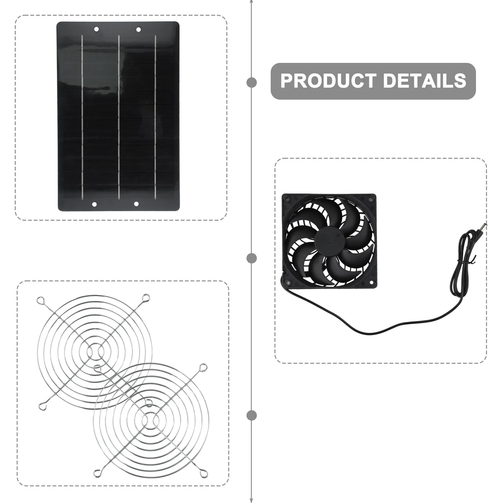 40W Solar Panel Fan Solar Powered Exhaust Fan Energy Fan Air Extractor Circulating Fan Greenhouse Pet House Cooling Fan