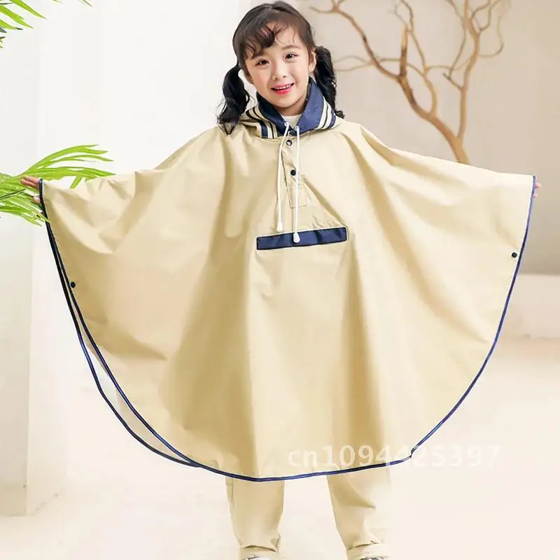 Korean Style  Child Rain Poncho with Bag Waterproof Raincoat for Kids Girls Students Raincoat with Space for Schoolbag