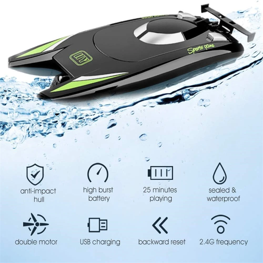 RC Boat 2.4GHz Remote Control Electric Boat 25KM/H High Speed Ship RC Jet Speedboat Suitcase for Lakes & Pools