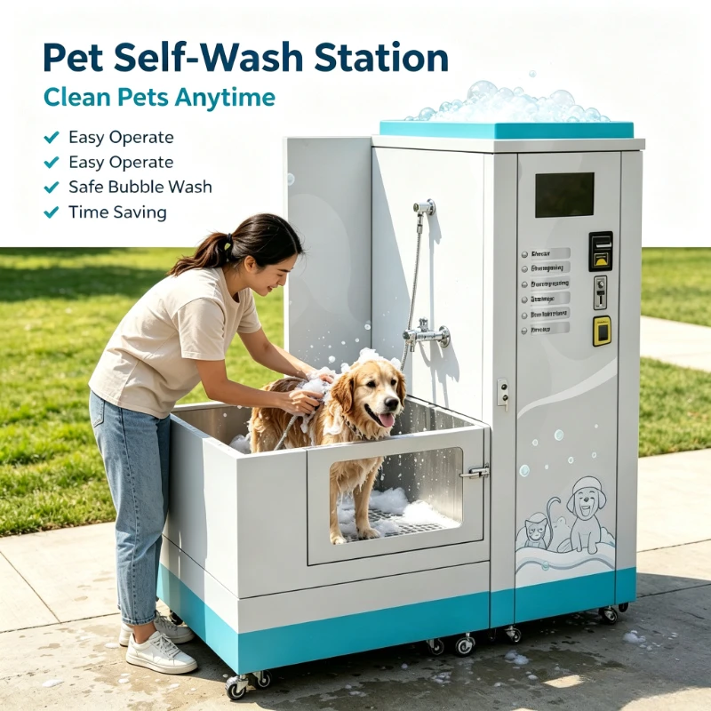 Self-Service Pet Dryer Washer, Foot-Start Grooming Cycle, Overheat-Protection Heating Box for Salon Floor Use