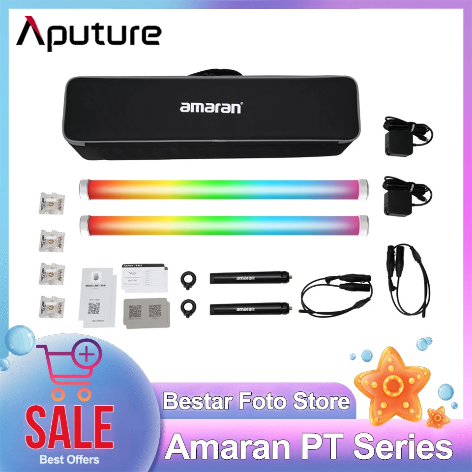 Aputure amaran PT2c RGB Full-color Pixel Tube Light 2700K-10000K Controlled by Wireless Sidus Link App for Photography Studio